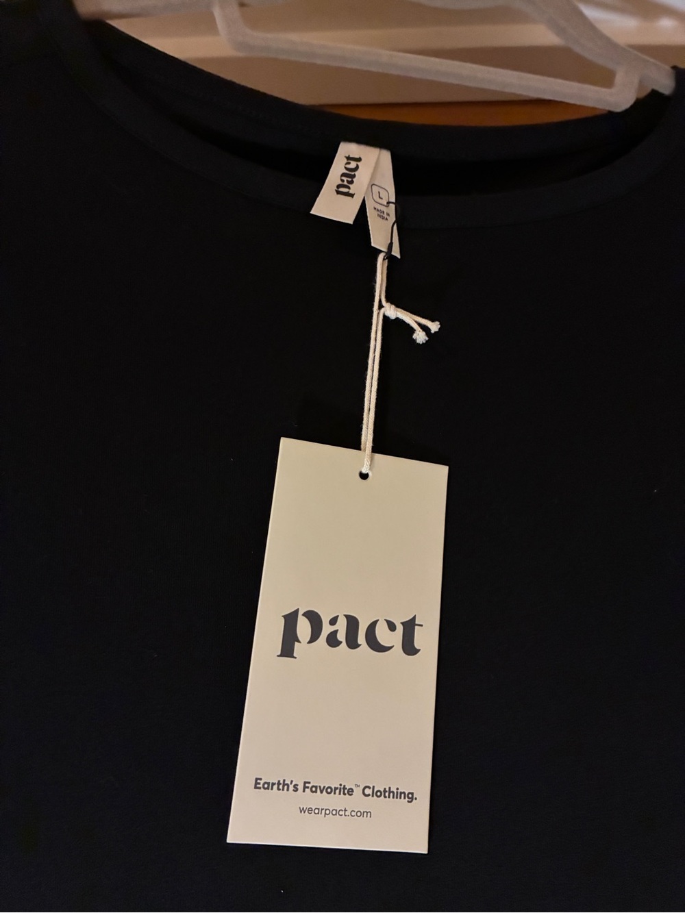 Pact Black Fit & Flare Petal Sleeve Dress NWT - Picture 2 of 7
